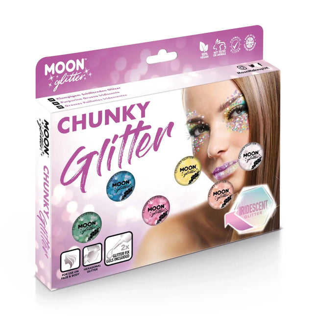 Moon Glitter Iridescent Chunky Glitter Orange 3g van Moon Creations koop je bij Partywinkel