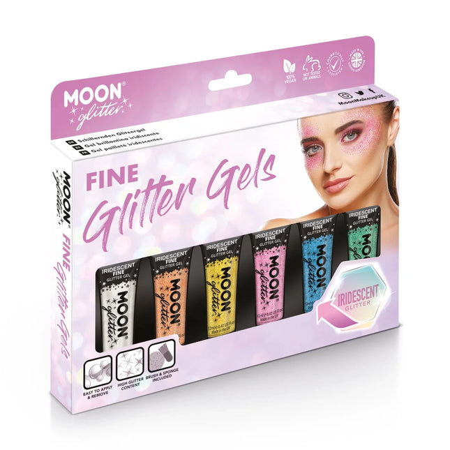 Moon Glitter Iridescent Fine Glitter Gel Orange 12ml van Moon Creations koop je bij Partywinkel