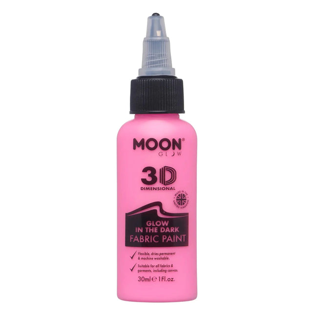 Moon Glow Glow in the Dark Fabric Paint Pink 30ml van Moon Creations koop je bij Partywinkel