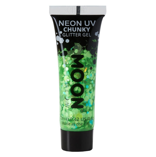 Moon Glow Neon UV Chunky Glitter Gel Green 12ml van Moon Creations koop je bij Partywinkel