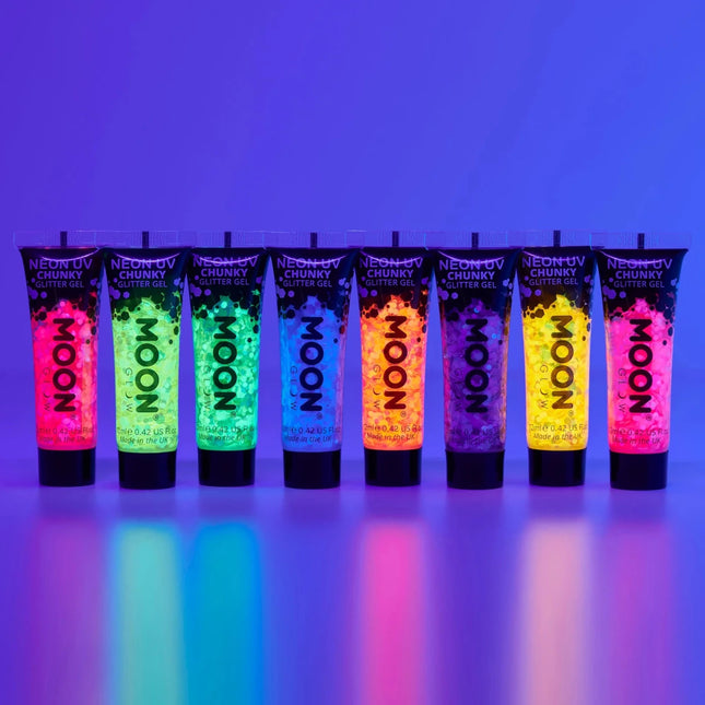 Moon Glow Neon UV Chunky Glitter Gel Orange 12ml van Moon Creations koop je bij Partywinkel
