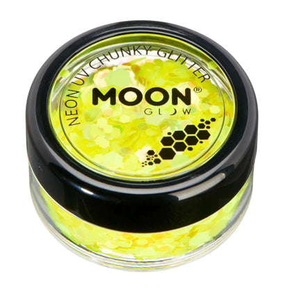 Moon Glow Neon UV Chunky Glitter Yellow 3g van Moon Creations koop je bij Partywinkel