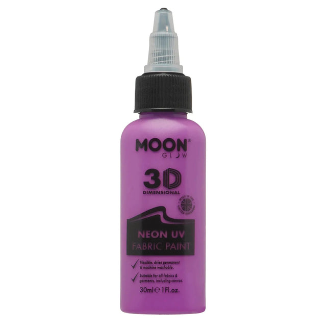 Moon Glow Neon UV Fabric Paint 30ml Intense Purple 30ml van Moon Creations koop je bij Partywinkel