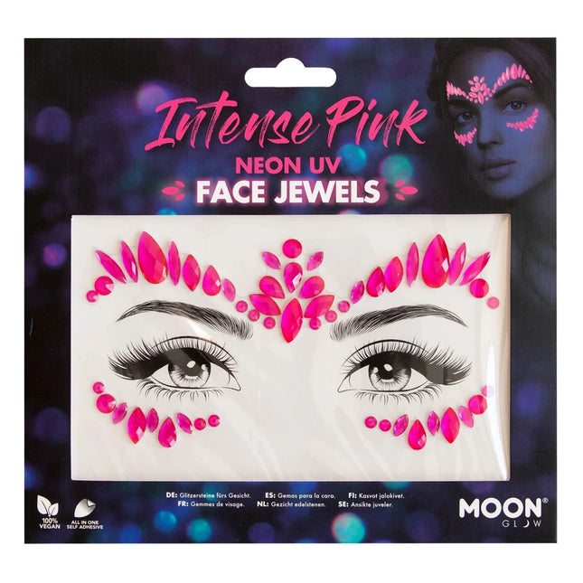 Moon Glow Neon UV Face Jewels Intense Pink van Moon Creations koop je bij Partywinkel