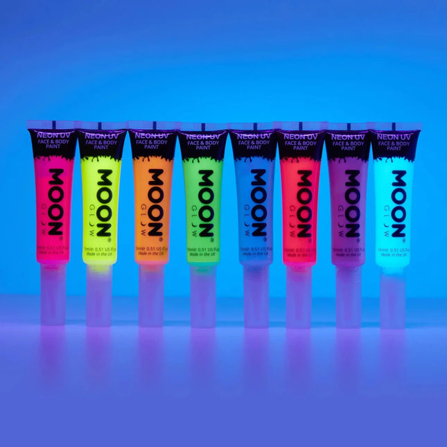 Moon Glow Neon UV Face Paint with Brush Applicator White 15ml van Moon Creations koop je bij Partywinkel