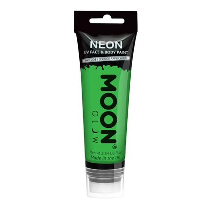 Moon Glow Neon UV Face Paint with Sponge Applicator Intense Green 75ml van Moon Creations koop je bij Partywinkel