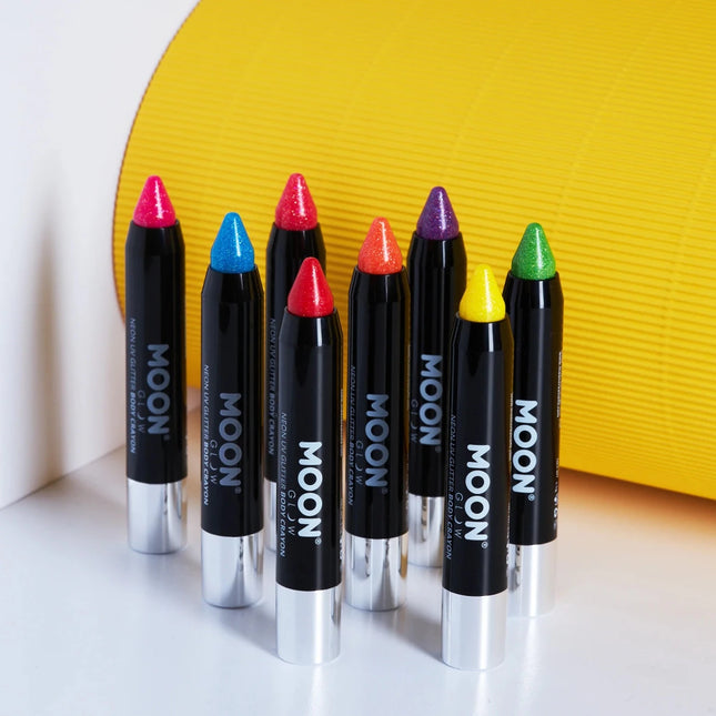 Moon Glow Neon UV Glitter Body Crayons Purple 3.2g van Moon Creations koop je bij Partywinkel