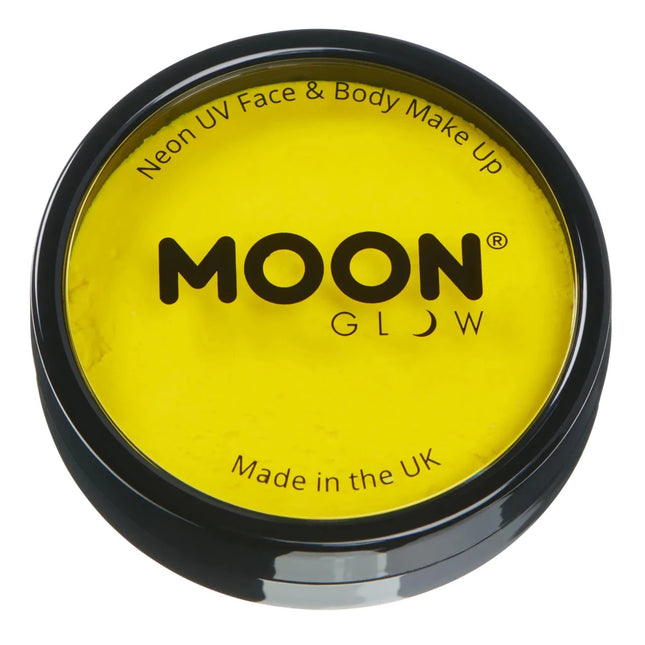 Moon Glow Neon UV Pro Face Paint Intense Yellow 36g van Moon Creations koop je bij Partywinkel