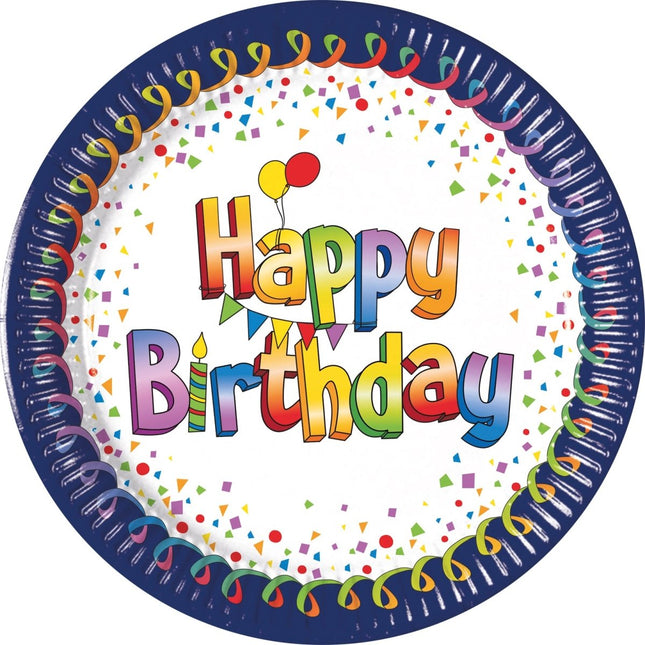 Multicolor Happy Birthday Fsc Paper Plates Next Generation Large 23Cm 8St van Procos koop je bij Partywinkel