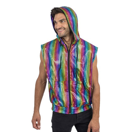 Regenbogen-Disco-Weste, ärmellos, für Herren