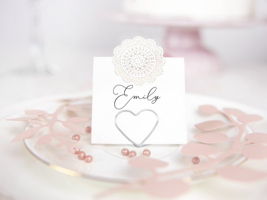 Naamkaarthouders Hartjes Zilver 2,5cm 10st van Partydeco koop je bij Partywinkel