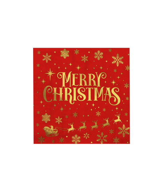 Servietten - Fröhliche Weihnachten Rot