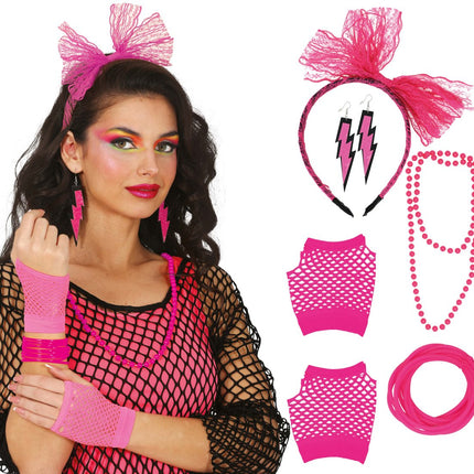 Neon 80S Accessoireset Fel Roze 5 delig van Fiestas Guirca koop je bij Partywinkel
