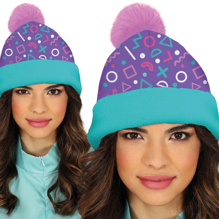 Neon 80S Muts Paars Blauw van Fiestas Guirca koop je bij Partywinkel