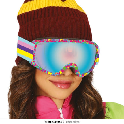 Neon 80S Skibril Blauw Paars - Partywinkel - 8434077271797