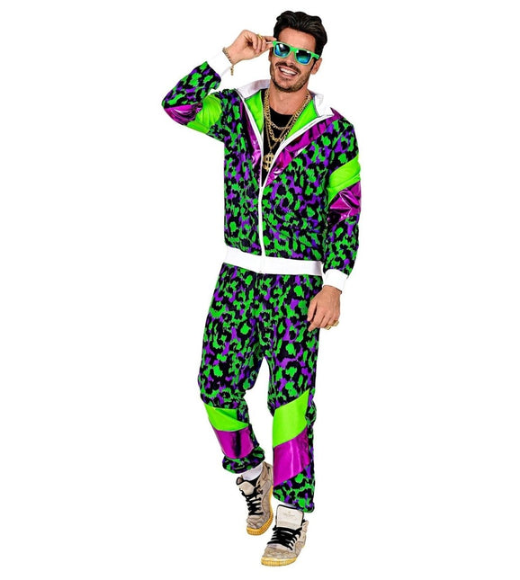 Neon 80S Trainingspak Fout Neon Groen Dierenprint van Widmann koop je bij Partywinkel