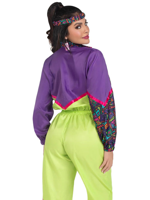Neon 80S Trainingspak Fout Paars Groen Dames Leg Avenue - Partywinkel - 714718571652