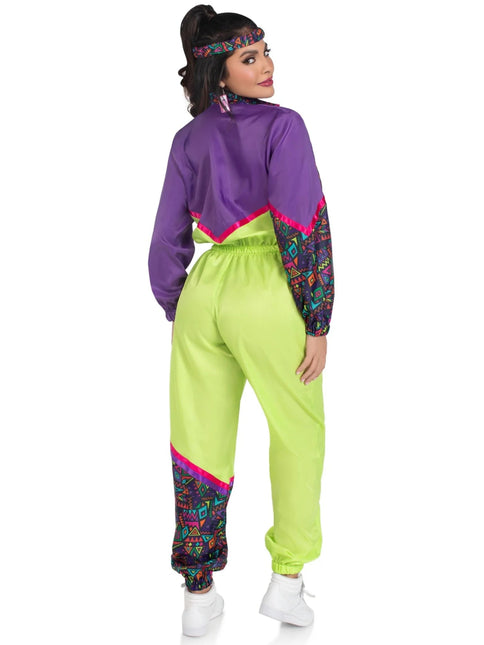 Neon 80S Trainingspak Fout Paars Groen Dames Leg Avenue - Partywinkel - 714718571652
