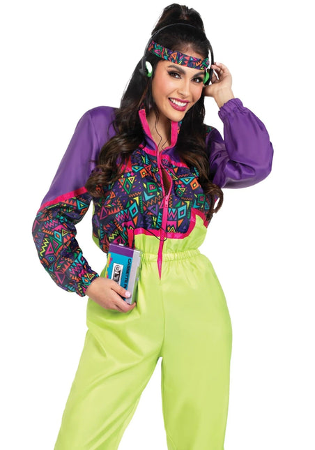 Neon 80S Trainingspak Fout Paars Groen Dames Leg Avenue - Partywinkel - 714718571652