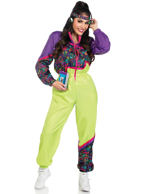 Neon 80S Trainingspak Fout Paars Groen Dames Leg Avenue - Partywinkel - 714718571652