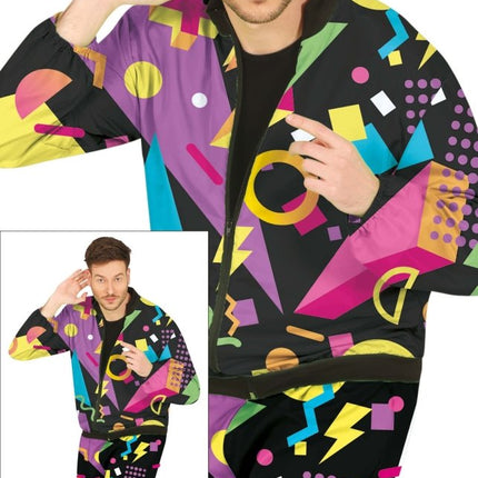 Neon 80S Trainingspak Fout Zwart Heren - Partywinkel - 8434077809945