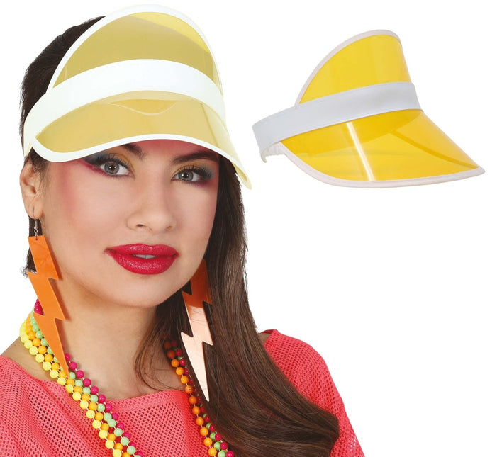 Neon 80S Zonneklep Geel 25cm - Partywinkel - 8434077135778
