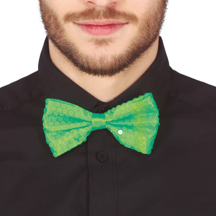 Neon Groene Strik Glitter 13cm van Fiestas Guirca koop je bij Partywinkel