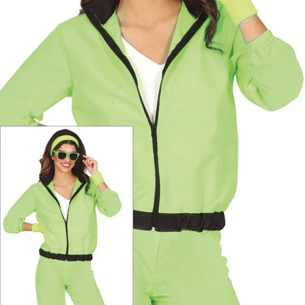 Neon Groene Trainingspak Fout Dames 2 delig - Partywinkel - 8434077861905