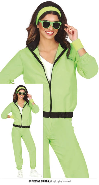 Neon Groene Trainingspak Fout Dames 2 delig - Partywinkel - 8434077861905