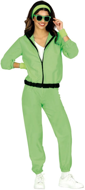 Neon Groene Trainingspak Fout Dames 2 delig - Partywinkel - 8434077861905