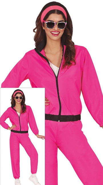 Neon Roze Trainingspak Fout Dames 2 delig - Partywinkel - 8434077861837
