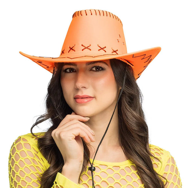 Neonoranje Cowboyhoed van Boland koop je bij Partywinkel