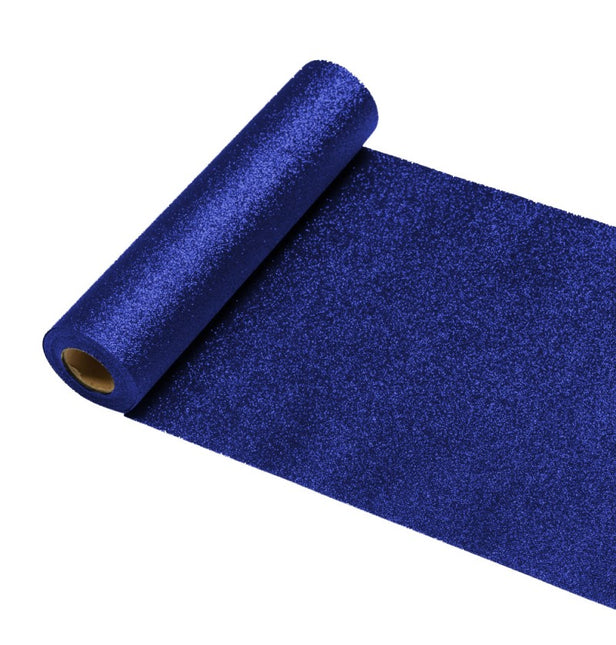 Dunkelblauer Tischläufer Glitter 5m