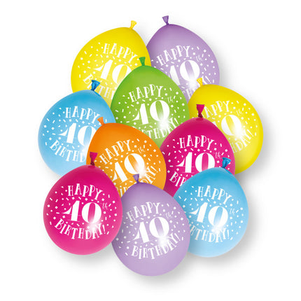 10ct Happy 40th Birthday 23cm Latex Balloons
