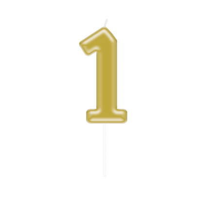 1 Jahr Kerze Gold 10,5cm