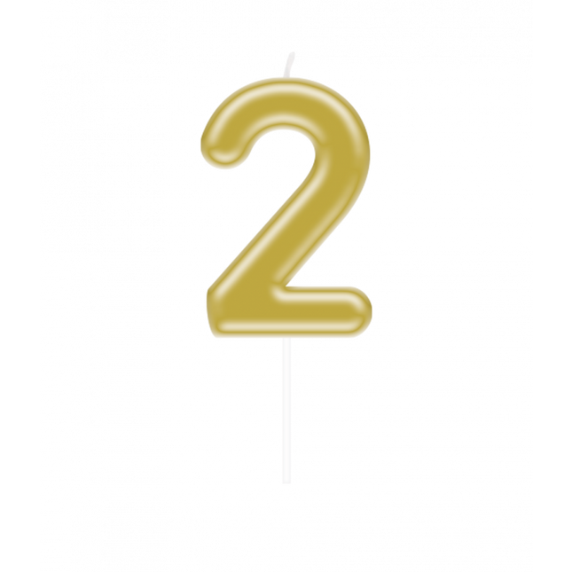 2 Jahre Kerze Gold 10,5cm