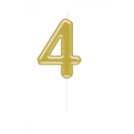 4 Jahre Kerze Gold 10,5cm