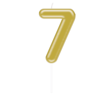 7 Jahre Kerze Gold 10,5cm