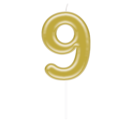 9 Jahre Kerze Gold 10,5cm