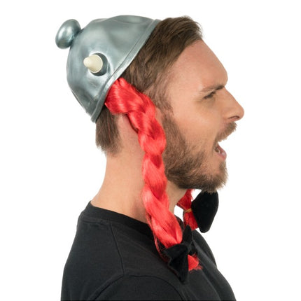 Asterix-Obelix-Helm mit roten Zöpfen 52 x 40 cm