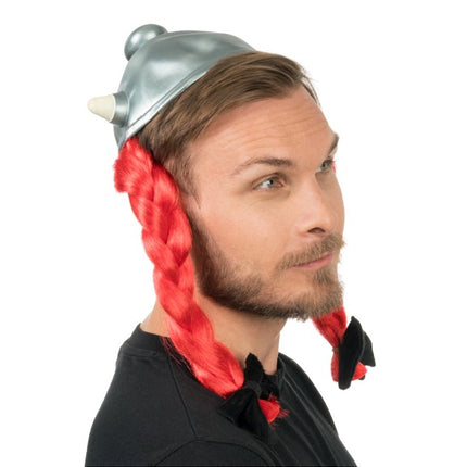 Asterix-Obelix-Helm mit roten Zöpfen 52 x 40 cm