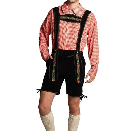 Lederhose Schwarz Kurz mit Bluse