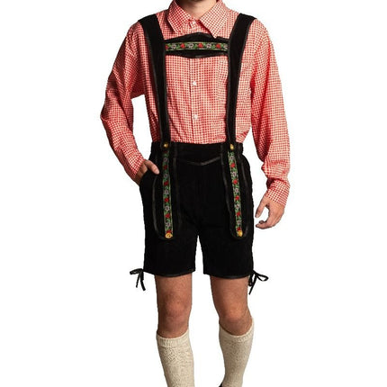 Lederhose Schwarz Kurz mit Bluse