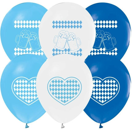 Oktoberfest Ballonnen Blauw Wit 30cm 8st van WeFiesta koop je bij Partywinkel