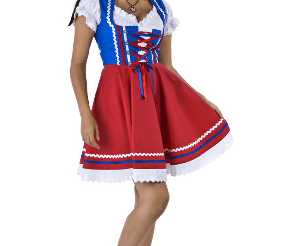 Oktoberfest Dirndlkleid Oktoberfest Rot Blau Damen 2 Stück
