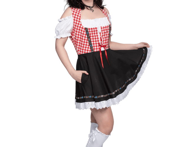 Oktoberfest Dirndl Kleid Oktoberfest Rot Weiß Schwarz Damen