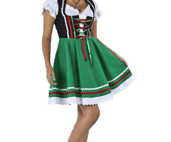 Oktoberfest Dirndl Kleid Oktoberfest Schwarz Grün Damen 2 Stück