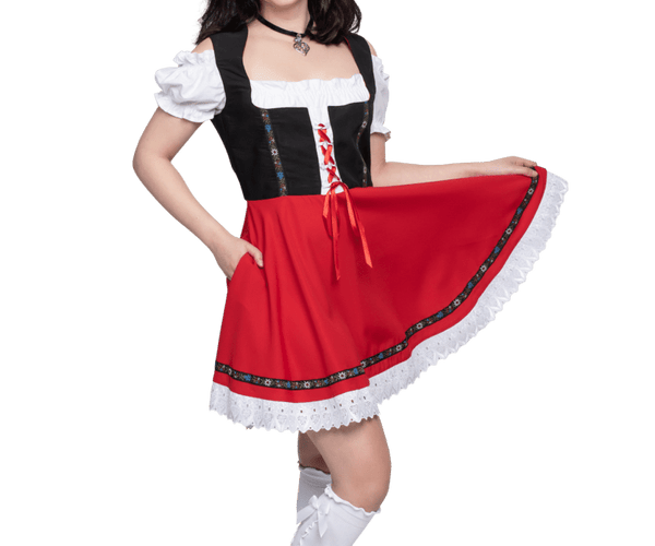 Oktoberfest Dirndl Kleid Oktoberfest Schwarz Rot Damen
