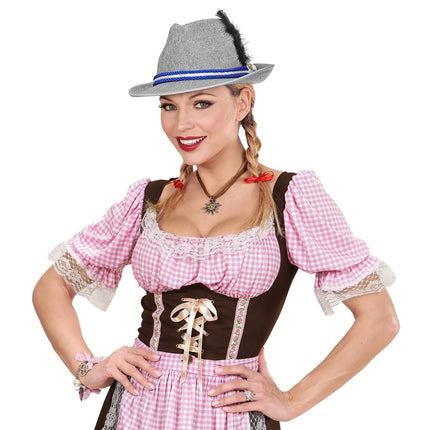 Oktoberfest Hoed Tiroler Grijs Met Edelweiss van Widmann koop je bij Partywinkel
