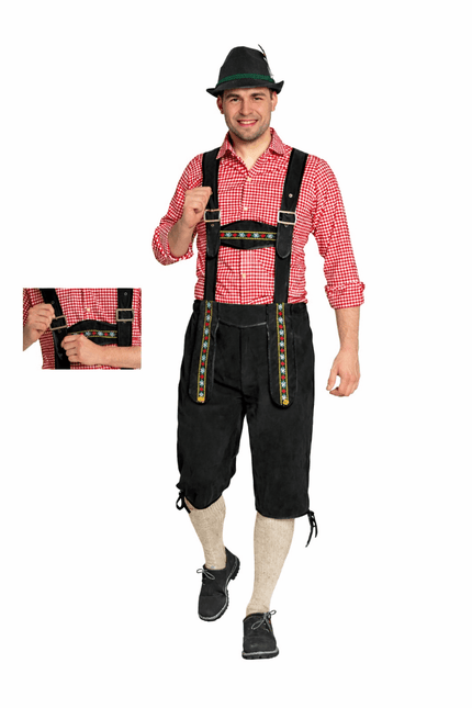 Oktoberfest Lederhose Zwart Lang van Partychimp koop je bij Partywinkel